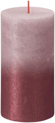 Sviečka Bolsius Rustic, valcová, Vianoce, Sunset Ash Rose+ Red, 130/68 mm