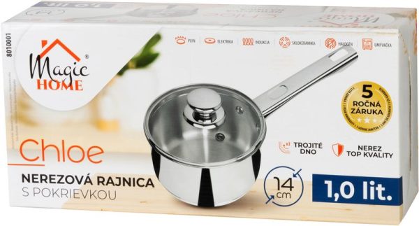 Rajnica MagicHome Chloe, 14 cm, 1 lit. so sklenenou pokrievkou, nerez – Obrázok 3
