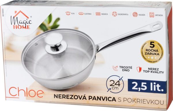 Panvica MagicHome Chloe, 24 cm, 2,5 lit., so sklenenou pokrievkou, nerez – Obrázok 4