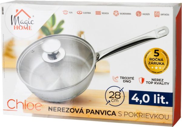 Panvica MagicHome Chloe, 28 cm, 4 lit.,so sklenenou pokrievkou, nerez – Obrázok 4