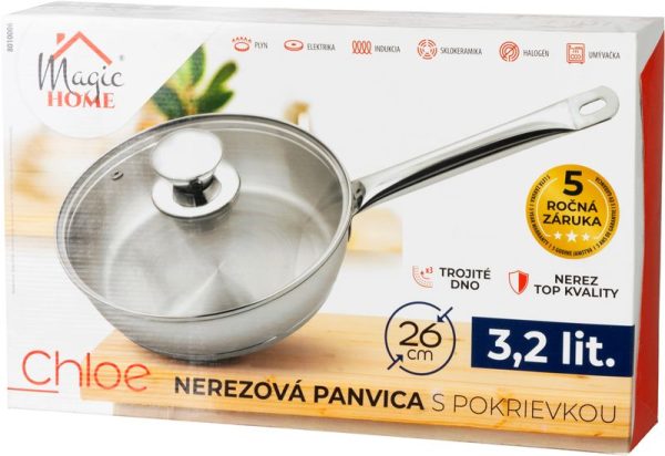 Panvica MagicHome Chloe, 26 cm, 3,2 lit., so sklenenou pokrievkou, nerez – Obrázok 4