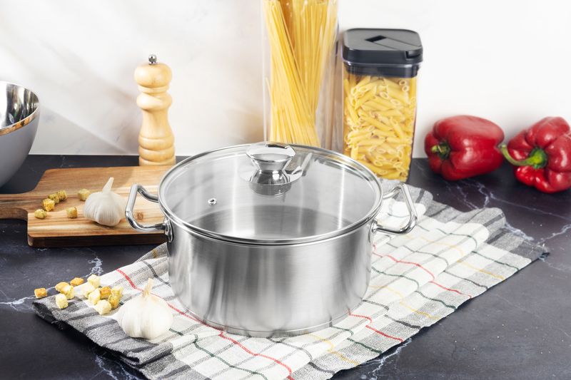 Kastról MagicHome Chloe, hrniec, 22 cm, 4 lit., so sklenenou pokrievkou, nerez – Obrázok 2
