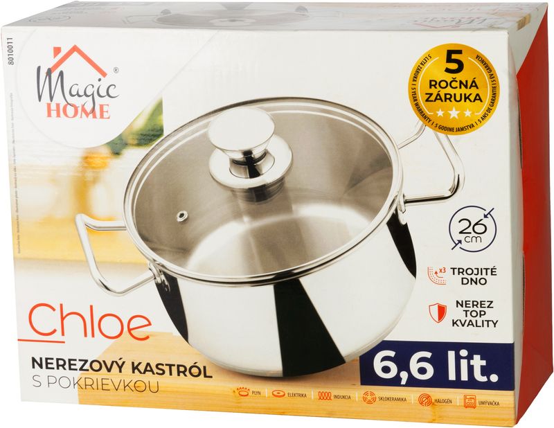 Kastról MagicHome Chloe, hrniec, 26 cm, 6,6 lit., so sklenenou pokrievkou, nerez – Obrázok 2
