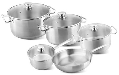 Sada riadu MagicHome Chloe, panvica 24 cm, 3x kastról (3l, 4l a 6,6 l), rajnica 2l, so sklenenými pokrievkami, nerez, 9 dielna – Obrázok 4