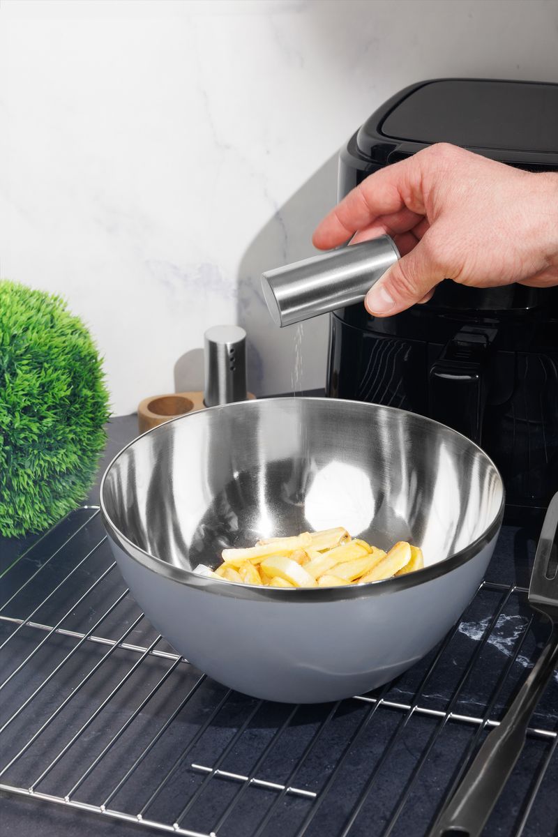 Sada solnička a korenička MagicHome, drevený stojan, nerez – Obrázok 2