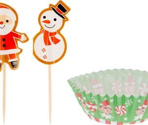 Sada papierov a špáradiel MagicHome Vianoce, na muffiny na pečenie, sada 48 ks