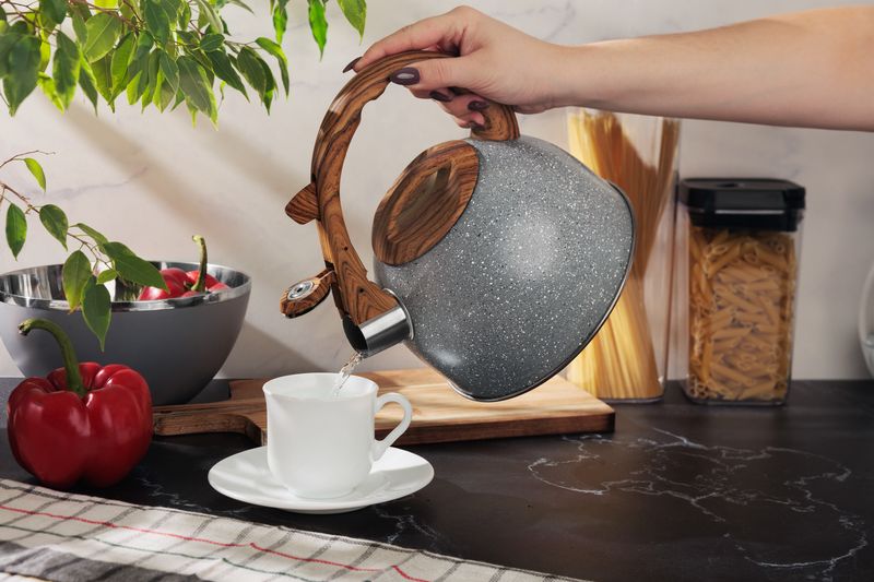 Čajník MagicHome, pískací, šedý, 2500 ml – Obrázok 4