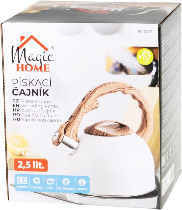 Čajník MagicHome, pískací, biely, 2500 ml – Obrázok 5
