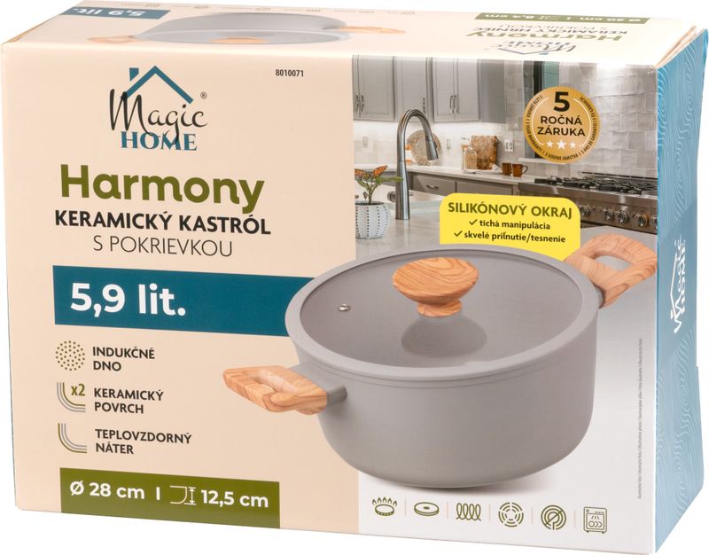 Kastról MagicHome Harmony, so sklenenou pokrievkou, 28 cm – Obrázok 2