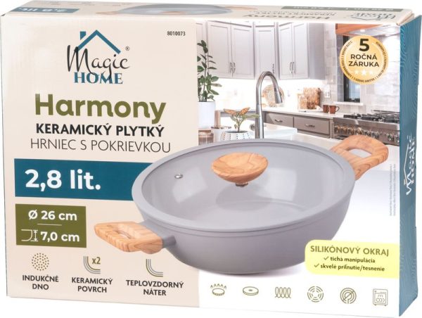 Hrniec MagicHome Harmony, plytký, so sklenenou pokrievkou, 26 cm – Obrázok 2