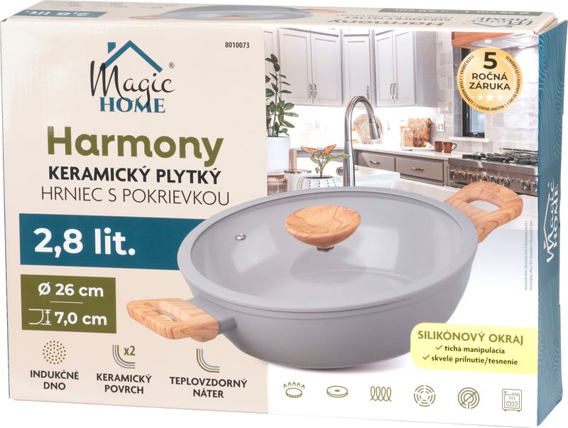 Hrniec MagicHome Harmony, plytký, so sklenenou pokrievkou, 26 cm – Obrázok 2