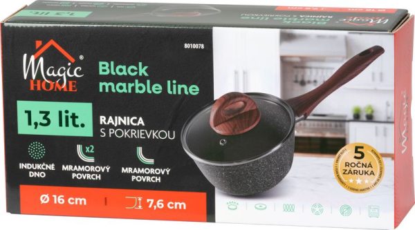 Rajnica MagicHome Black Marble Line, so sklenenou pokrievkou, 16 cm – Obrázok 2