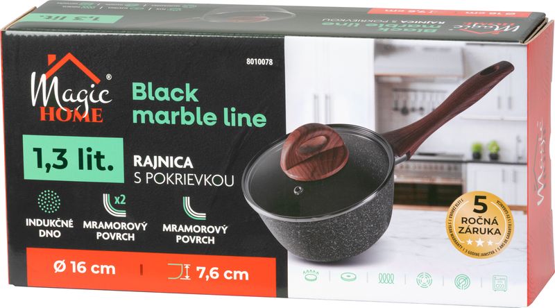 Rajnica MagicHome Black Marble Line, so sklenenou pokrievkou, 16 cm – Obrázok 2
