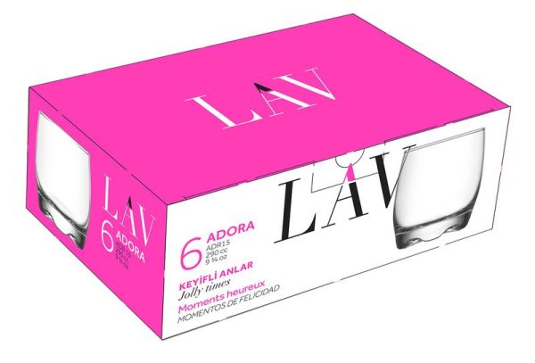 Pohár Adora, LAV, sklenený, na whisky, 290 ml, 72x88 mm, bal. 6 ks – Obrázok 2