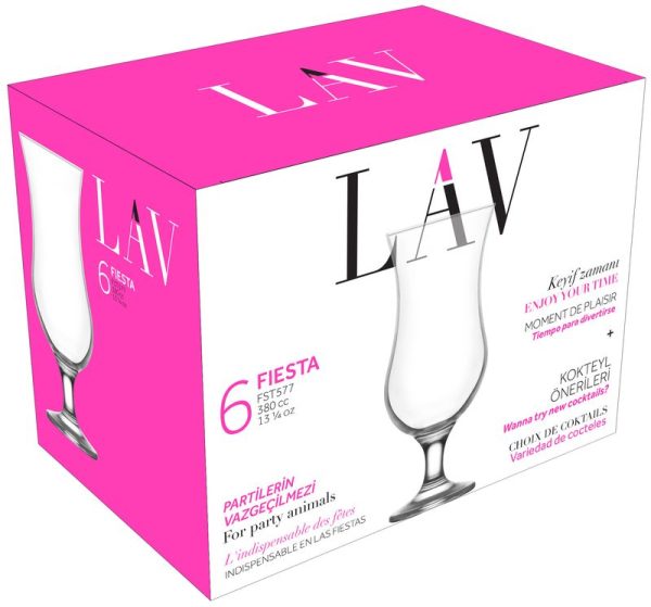 Pohár Fiesta, LAV, sklenený, na koktail, 390 ml, 75x182 mm, bal. 6 ks – Obrázok 2