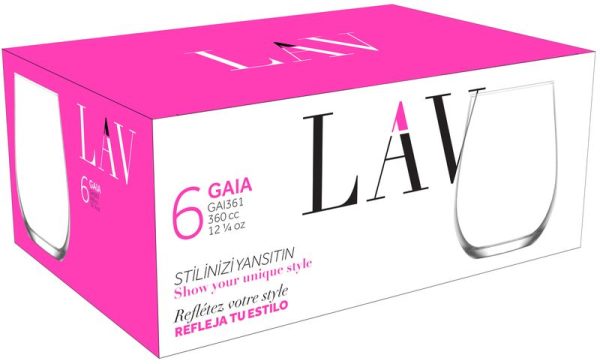 Pohár Gaia, LAV, sklenený, na vodu, 360 ml, 63x100 mm, bal. 6 ks – Obrázok 2