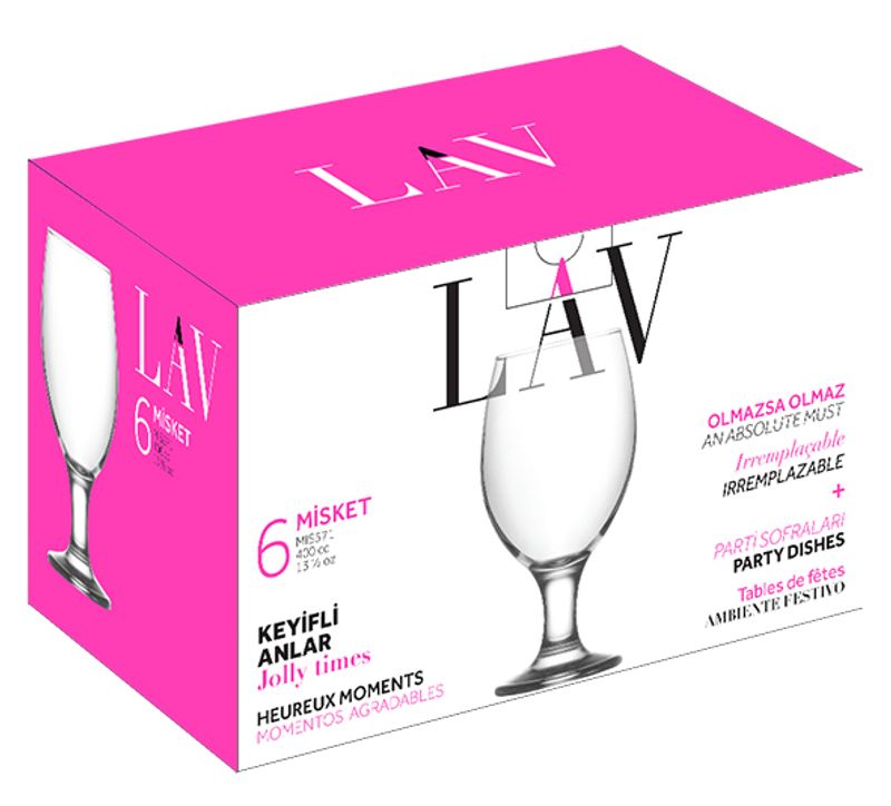 Pohár Misket, LAV, sklenený, na pivo, 400 ml, 69x160 mm, bal. 6 ks – Obrázok 2