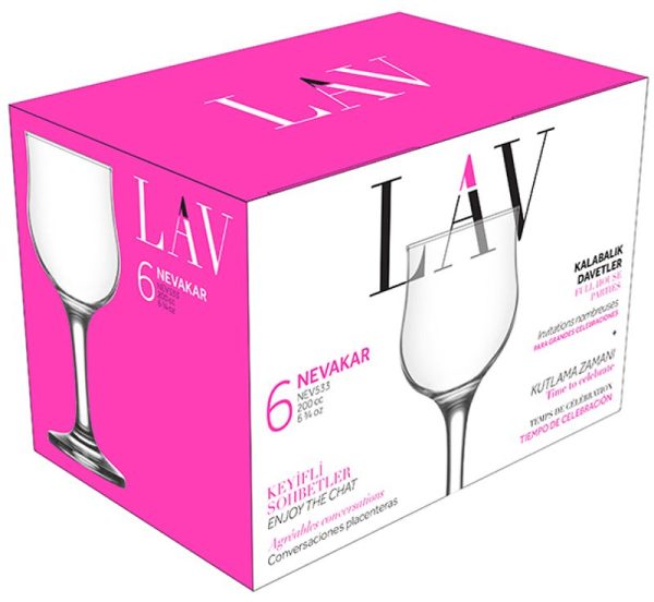 Pohár Nevakar, LAV, sklenený, na víno, 200 ml, 66x155 mm, bal. 6 ks – Obrázok 2