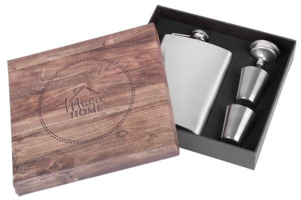 Ploskačka MagicHome, sada, 2x30 ml štamperlíky, lievik, nerez, darčekové balenie – Obrázok 5