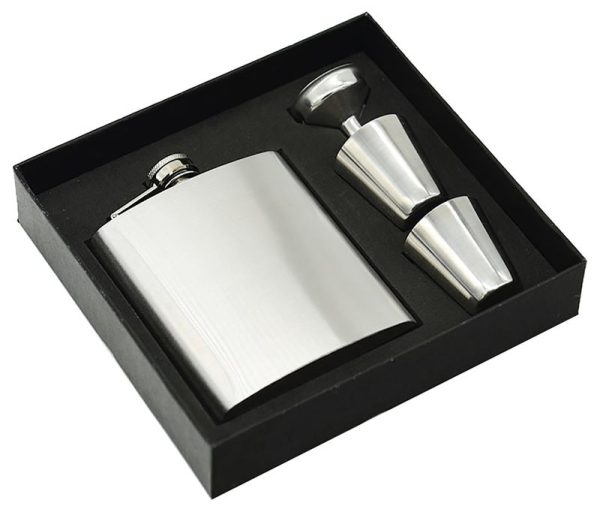 Ploskačka MagicHome, sada, 2x30 ml štamperlíky, lievik, nerez, darčekové balenie – Obrázok 2