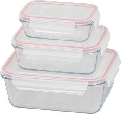 Dóza MagicHome, sada 3 ks, sklenená, sklo, obdlžníková, s vekom, 400/900/1900 ml – Obrázok 5