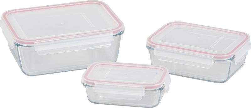 Dóza MagicHome, sada 3 ks, sklenená, sklo, obdlžníková, s vekom, 400/900/1900 ml – Obrázok 4