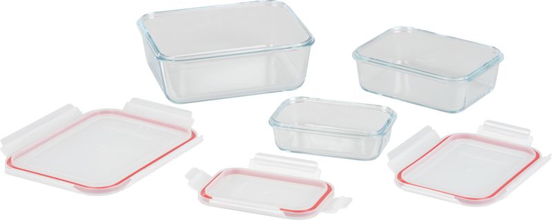 Dóza MagicHome, sada 3 ks, sklenená, sklo, obdlžníková, s vekom, 400/900/1900 ml – Obrázok 3
