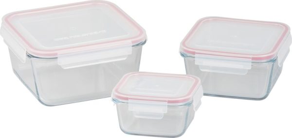 Dóza MagicHome, sada 3 ks, sklenená, sklo, štvorcová, s vekom, 450/1000/1900 ml – Obrázok 4
