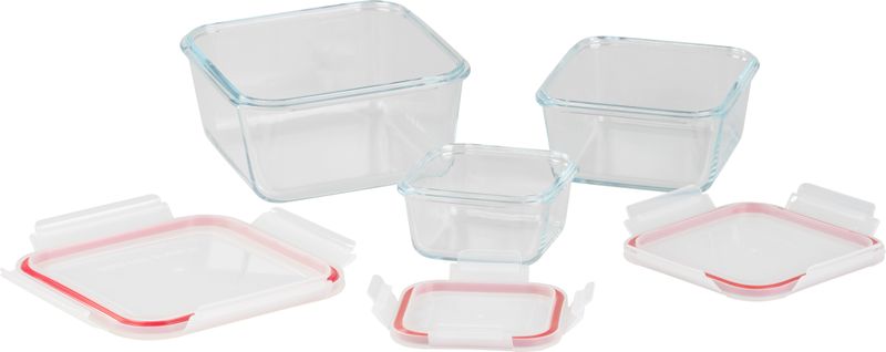 Dóza MagicHome, sada 3 ks, sklenená, sklo, štvorcová, s vekom, 450/1000/1900 ml – Obrázok 3