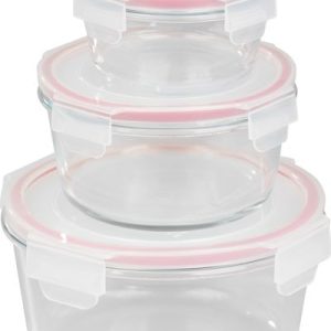 Dóza MagicHome, sada 3 ks, sklenená, sklo, okrúhla, s vekom, 370/800/1500 ml