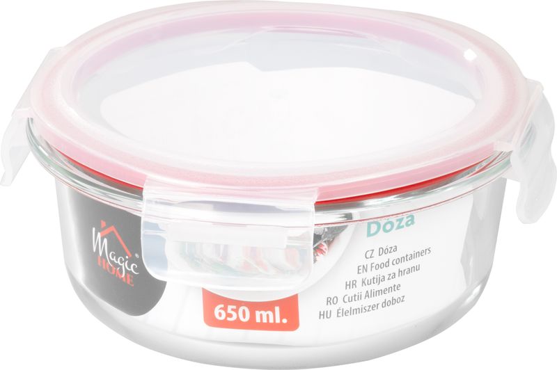 Dóza MagicHome, okrúhla, 650 ml, s vekom, Clip, sklenená – Obrázok 2