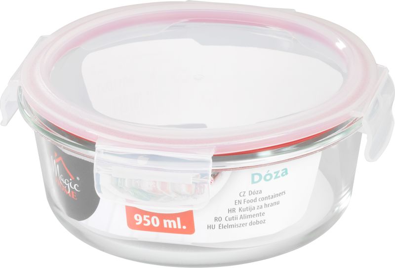 Dóza MagicHome, okrúhla, 950 ml, s vekom, Clip, sklenená – Obrázok 2