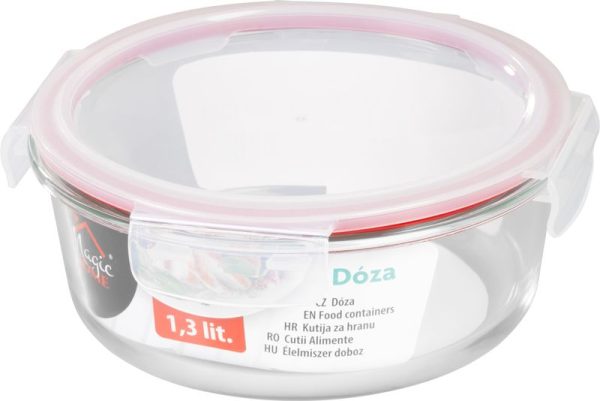 Dóza MagicHome, okrúhla, 1300 ml, s vekom, Clip, sklenená – Obrázok 2