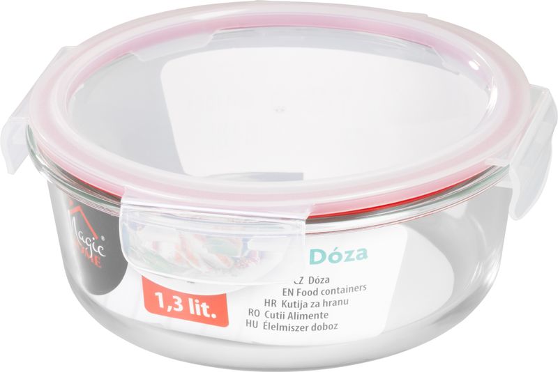 Dóza MagicHome, okrúhla, 1300 ml, s vekom, Clip, sklenená – Obrázok 2