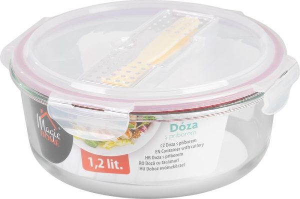 Dóza MagicHome, okrúhla, 1200 ml, s vekom, s príborom, Clip – Obrázok 2