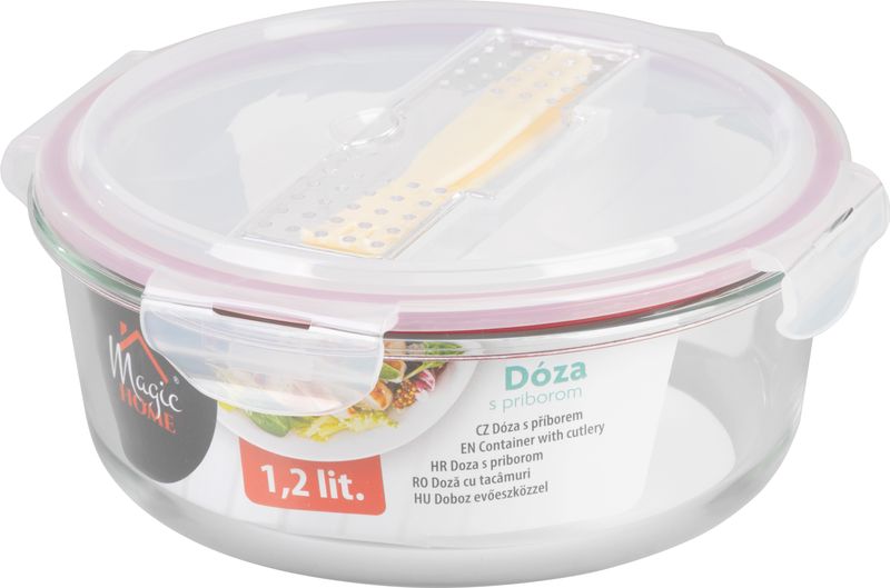 Dóza MagicHome, okrúhla, 1200 ml, s vekom, s príborom, Clip – Obrázok 2