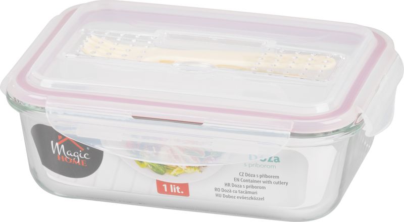 Dóza MagicHome, obdlžníková, 1000 ml, s vekom, s príborom, Clip – Obrázok 2