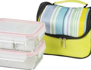 Dóza MagicHome, sada 2 ks, 2 x 900 ml, obdĺžniková, s chladiacim boxom, termobox, termo taška, sklenená