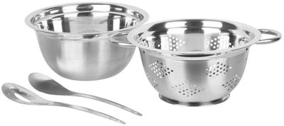 Set šalátový MagicHome, 24 cm, 4 dielny - misa, sito, 2x naberačka, nerez – Obrázok 3