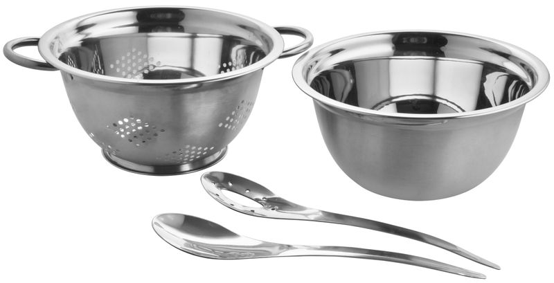 Set šalátový MagicHome, 24 cm, 4 dielny - misa, sito, 2x naberačka, nerez – Obrázok 2