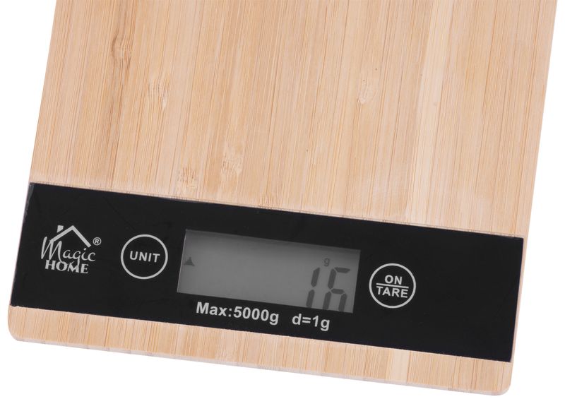 Váha MagicHome, kuchynská, vzor bambus, max. 5 kg, 23x16,5 cm – Obrázok 2