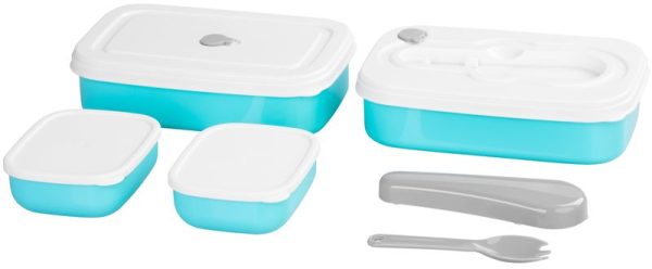 Obedár MagicHome, hranatý, 2 dielny, s vidličkou/lyžicou, 2x 1000 ml, 20,8x13,5x12,4 cm – Obrázok 3
