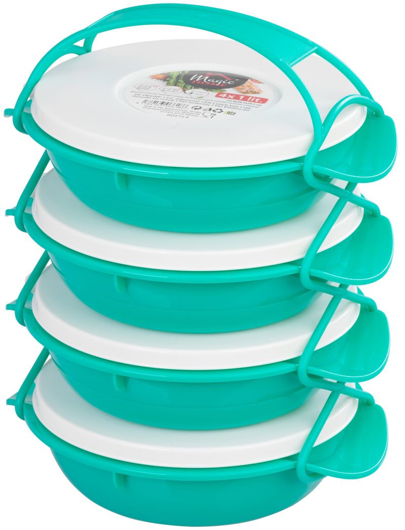 Obedár MagicHome, okrúhly, 4 dielny, farebný, 4x 1000 ml, 22,4x20,5x29,5 cm – Obrázok 3