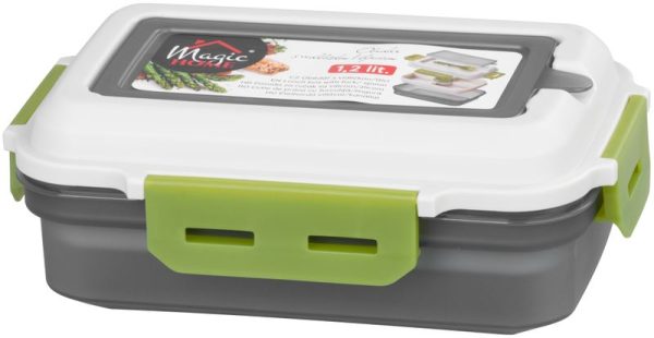 Obedár MagicHome, hranatý, s vidličkou/lyžicou, 1200 ml, 23x15x8,8 cm – Obrázok 4