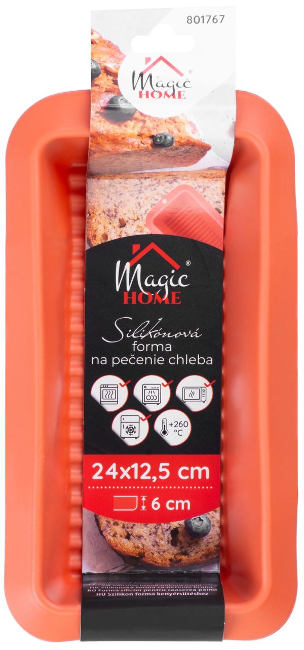 Forma MagicHome, na pečenie, na chlieb/bochník, silikón, červená, 24x12,5 cm – Obrázok 2