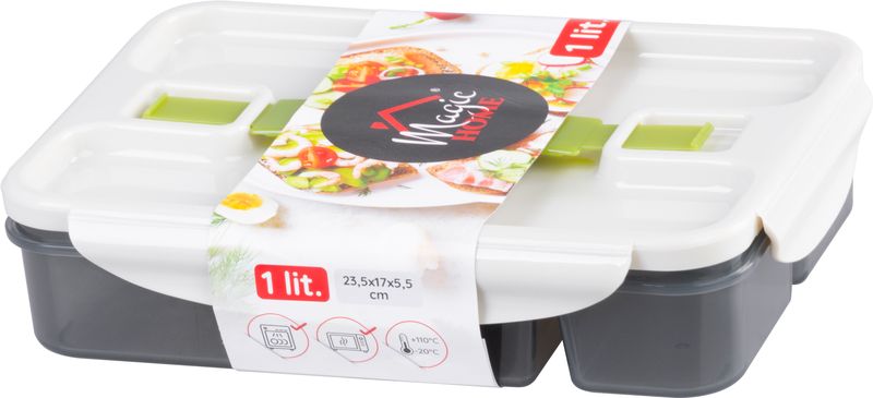 Obedár MagicHome, hranatý, s priehradkami, 1000 ml, 170x235x55 mm – Obrázok 3