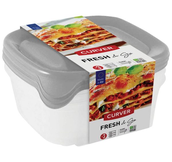 Dóza Curver® Set Square, sada 3 ks, 800 ml, mix farieb mint/sivá/broskyňová, 155x155x110 mm – Obrázok 4