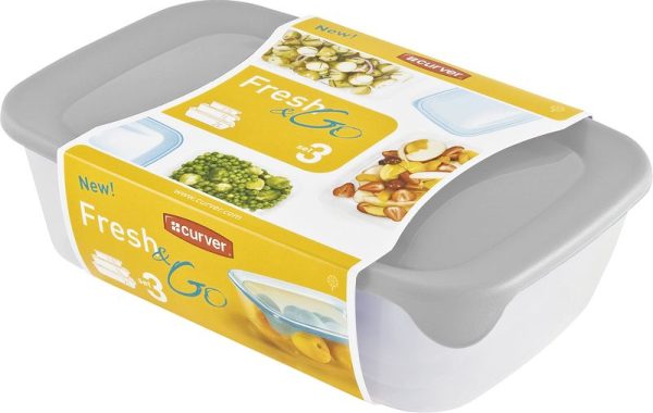 Dóza Curver® Set Rectangular, sada 3 ks, 500/1000/2000 ml, mix farieb mint/sivá/broskyňová – Obrázok 4