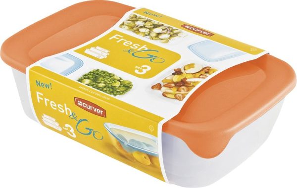 Dóza Curver® Set Rectangular, sada 3 ks, 500/1000/2000 ml, mix farieb mint/sivá/broskyňová – Obrázok 2