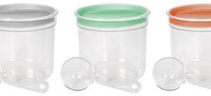Dóza Curver® DRY FOOD, 1000 ml, s odmerkou, mix farieb mint/sivá/broskyňová, 130x120 mm